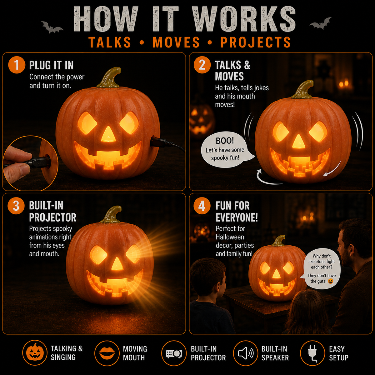 Jabberin' Jack Animated Talking Pumpkin